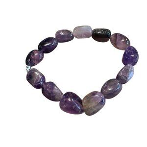 Free People Ariana Ost Real Polished Amethyst Beaded Bracelet